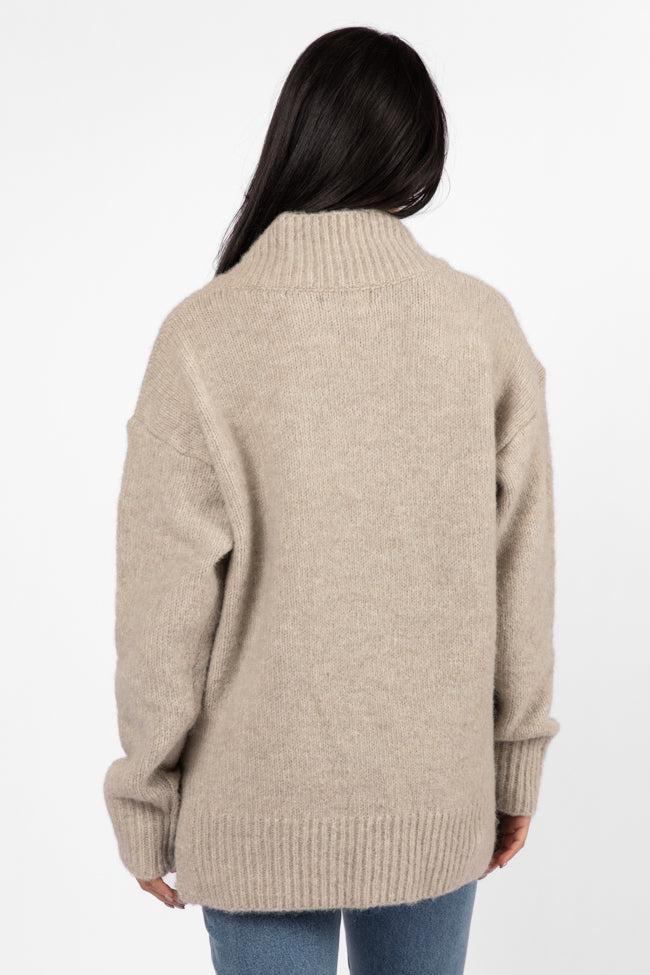 Relax Oatmeal Slouchy V-Neck Sweater FINAL SALE Product Image