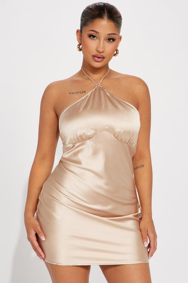 Clarisa Satin Mini Dress - Champagne Product Image