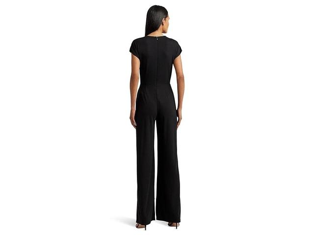 LAUREN Ralph Lauren Tie-Front Jersey Wide-Leg Jumpsuit Women's Dress Product Image