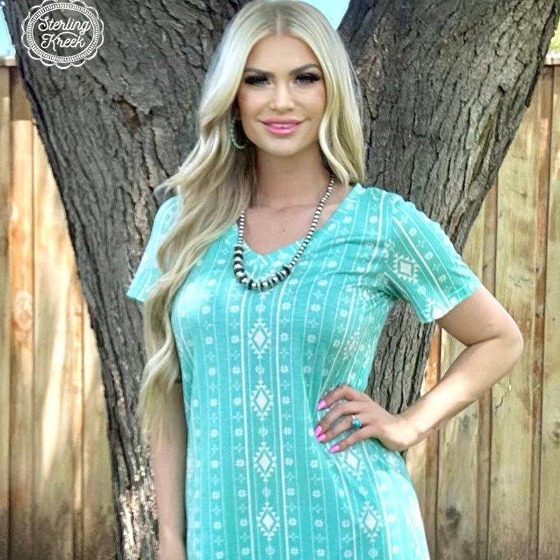 PLUS Walking In Turquoise Dress Product Image