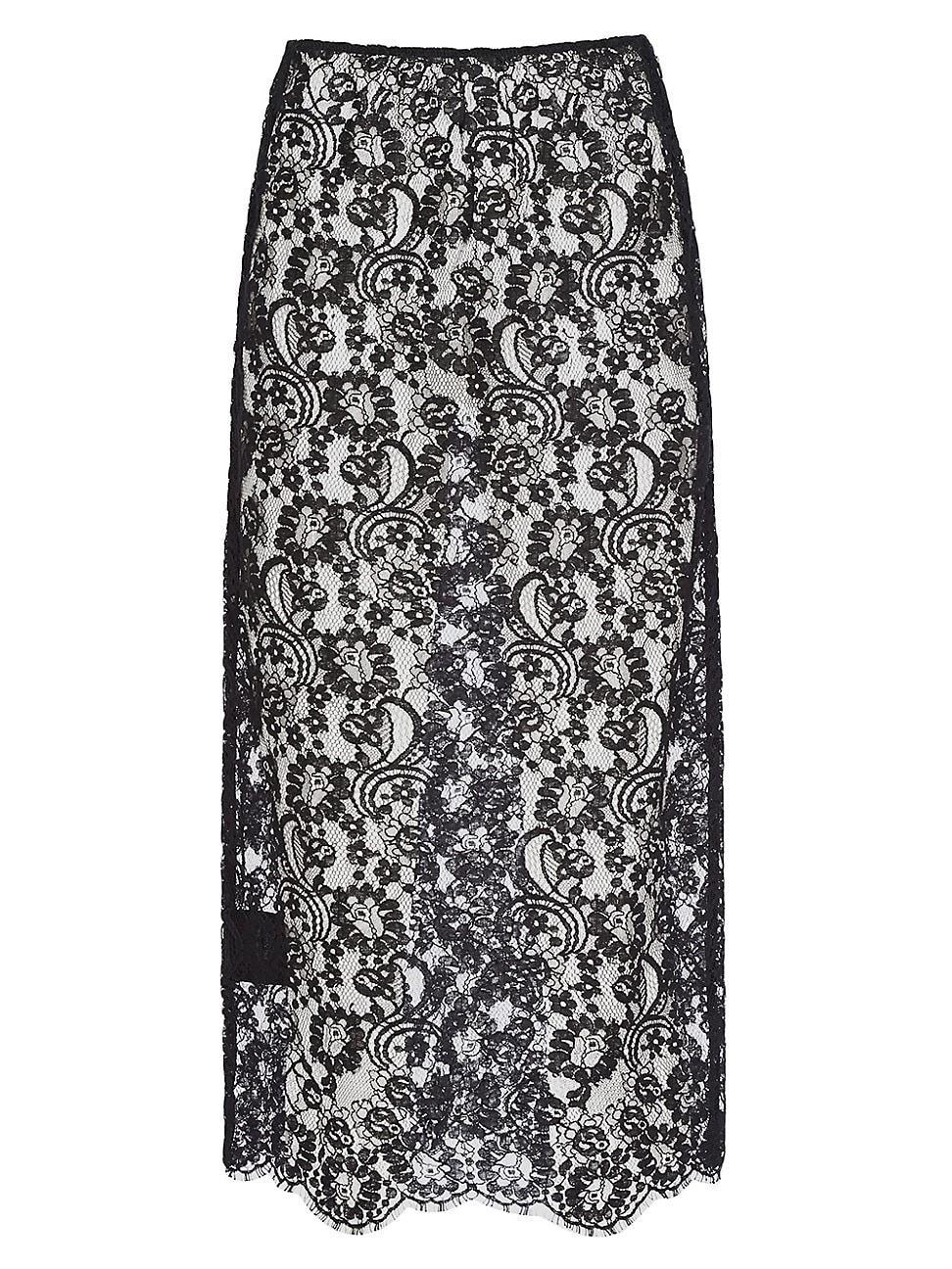 Womens Lace Midi Skirt - Black - Size 4 - Black - Size 4 Product Image