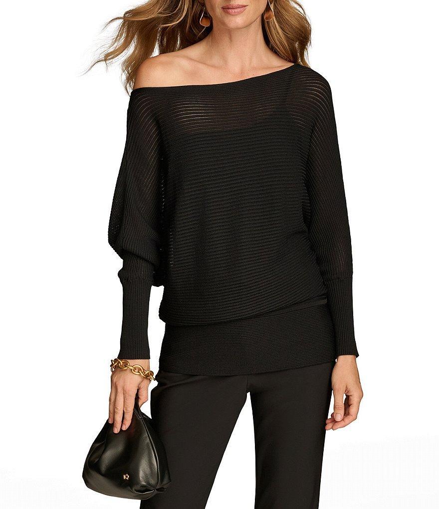 Donna Karan Off-The-Shoulder Long Cuff Sleeve Banded Hem Top Product Image