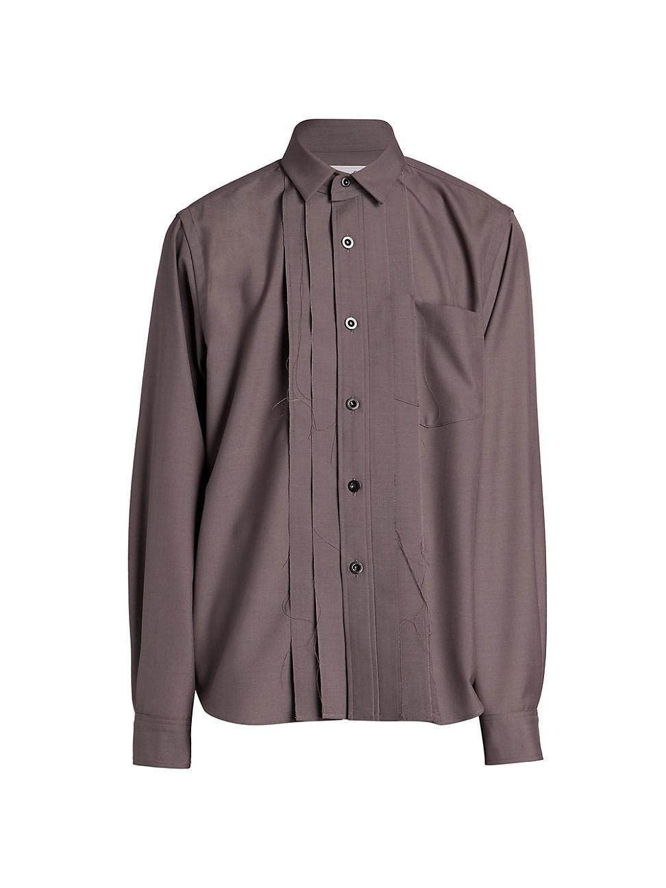 Mens Pleated Long-Sleeve Button-Up Shirt Product Image