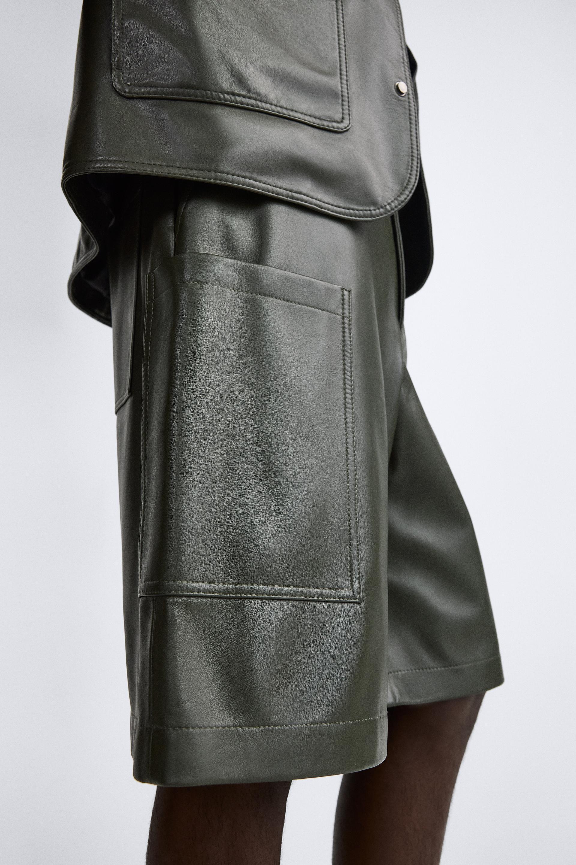 LEATHER CARGO SHORTS Product Image