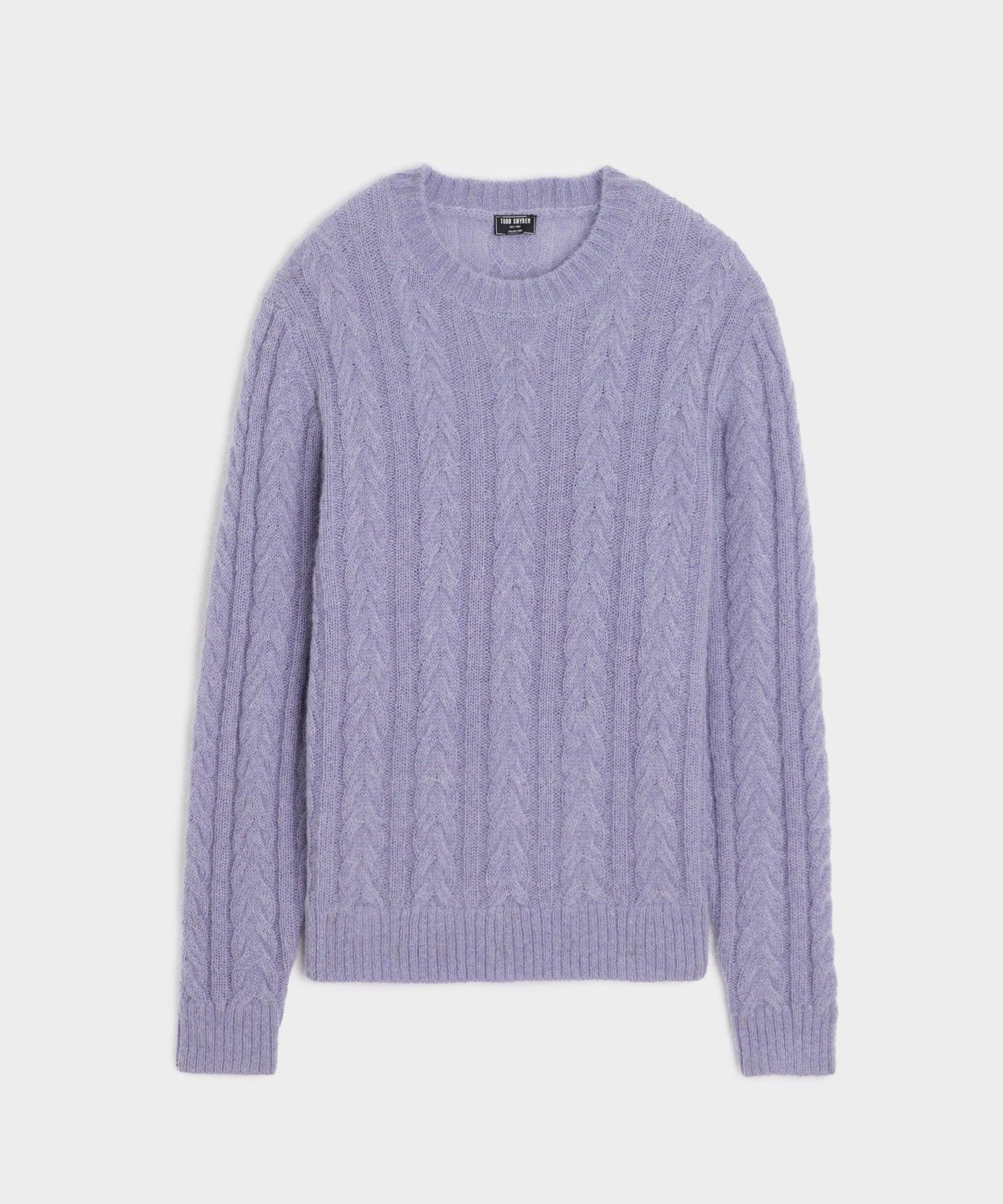 Brushed Cable Knit Crewneck Sweater Product Image