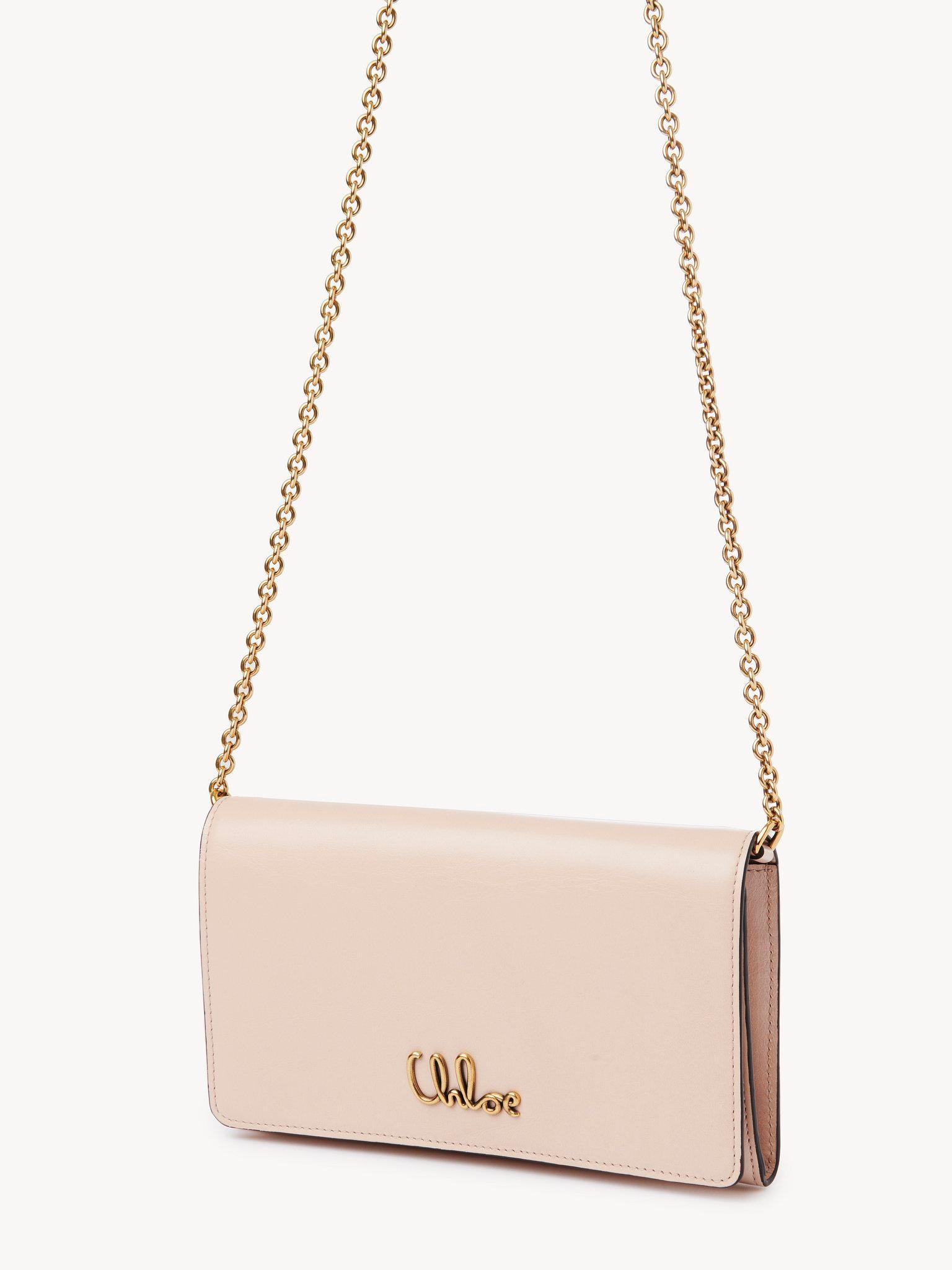 Chloé Iconic flap wallet on chain in shiny leather Product Image