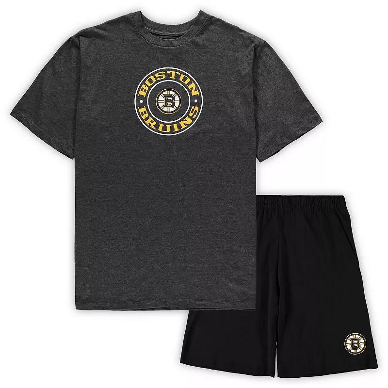 Mens Concepts Sport /Heathered Charcoal Boston Bruins Big & Tall T-Shirt & Shorts Sleep Set Product Image