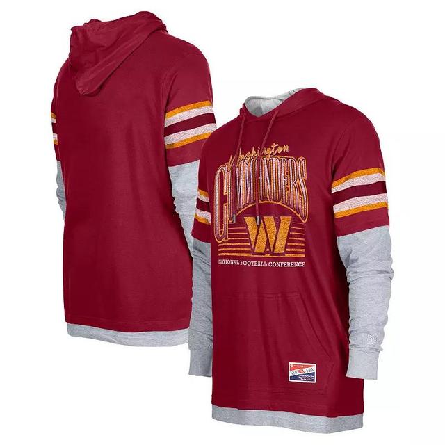 Mens New Era Burgundy Washington Commanders Twofer Long Sleeve Hooded T-Shirt Product Image