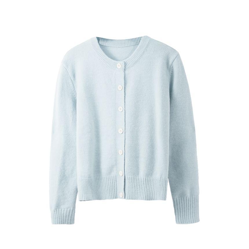 Round Neck Plain Cardigan Product Image