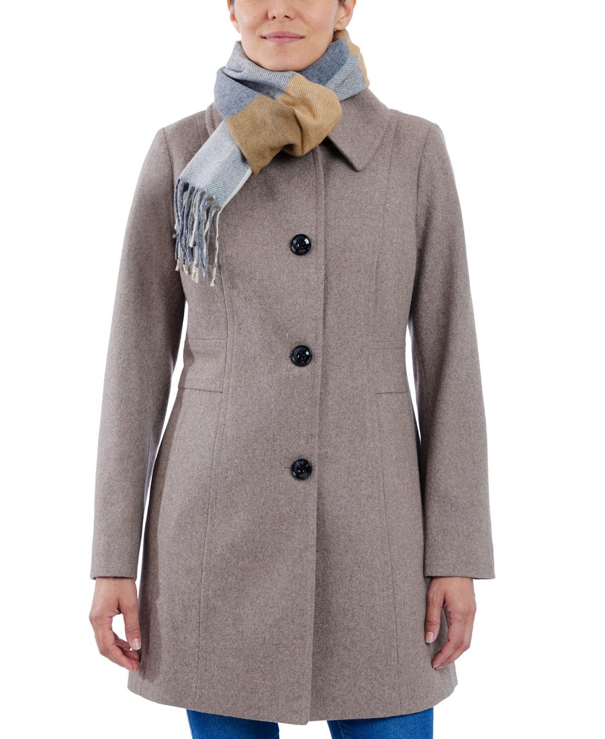 London Fog Womens Single-Breasted Peacoat & Scarf Product Image