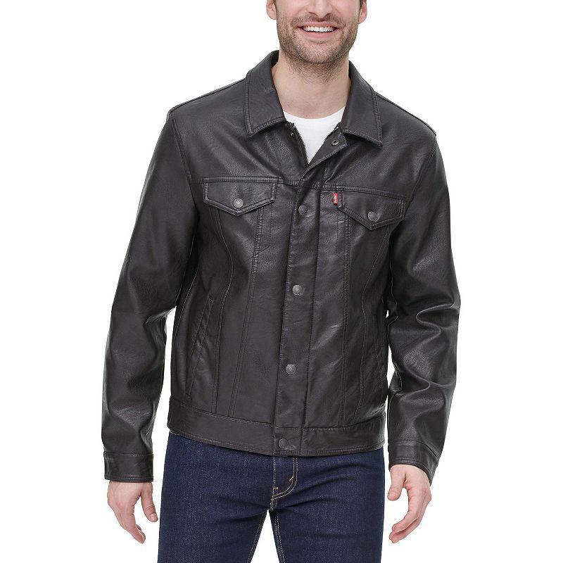 Mens Levis Faux Leather Trucker Jacket Product Image