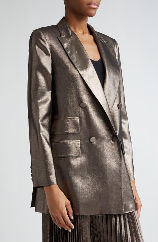 MAX MARA Edro Metallic Silk Blazer Jacket In Bronze Product Image