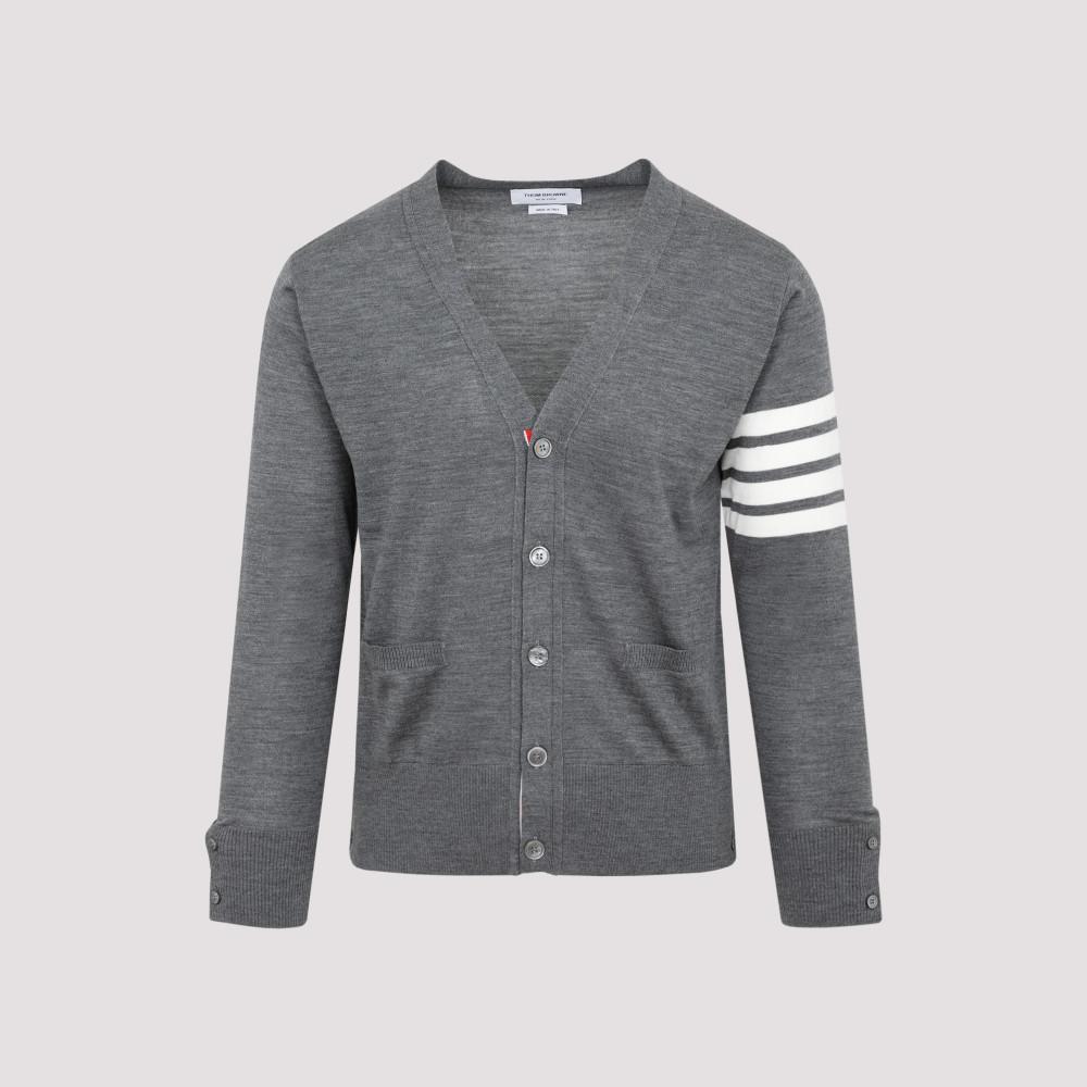 Navy Wool Buttoned Cardigan In Grey Product Image