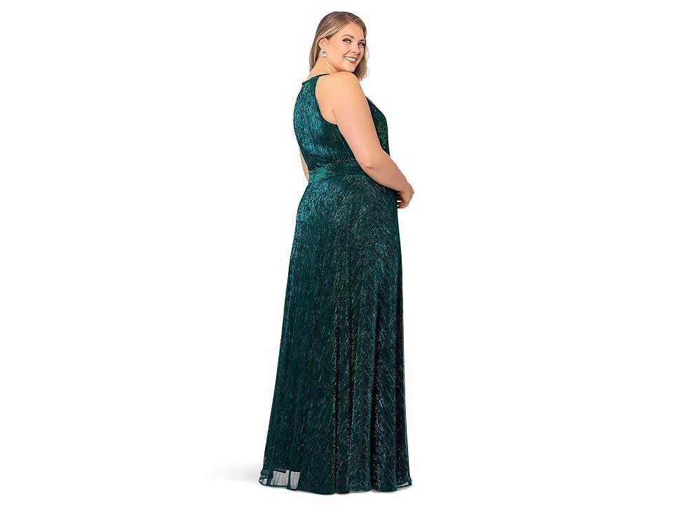 Betsy & Adam Metallic Crinkle A-Line Gown Product Image