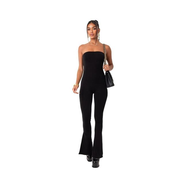 Womens Strapless Flared Jumpsuit With Slits Product Image