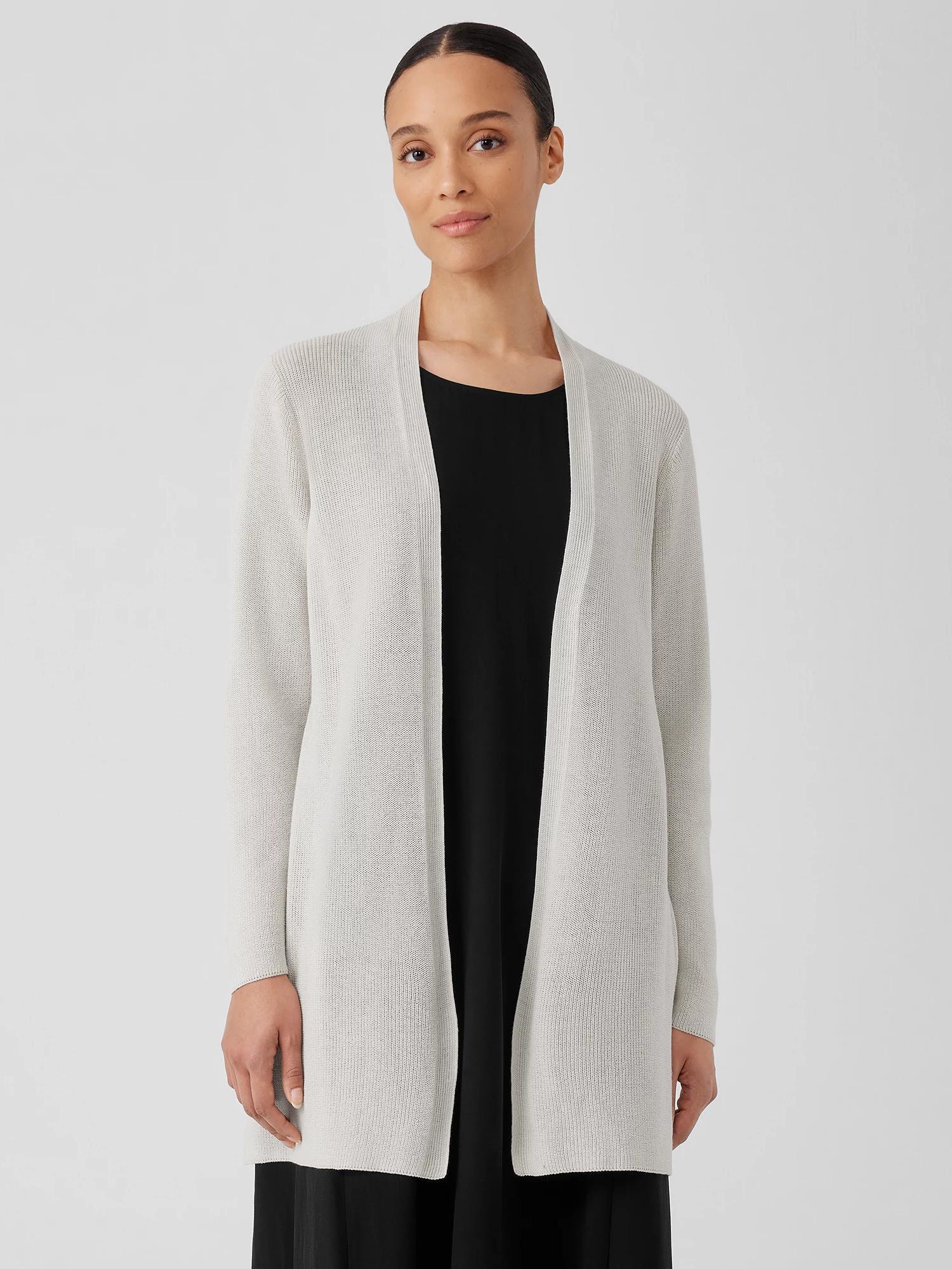 EILEEN FISHER Peruvian Organic Cotton Crepe Cardiganfemale Product Image