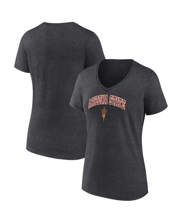 Womens Fanatics Heather Charcoal Arizona State Sun Devils Evergreen Campus V-Neck T-shirt Product Image