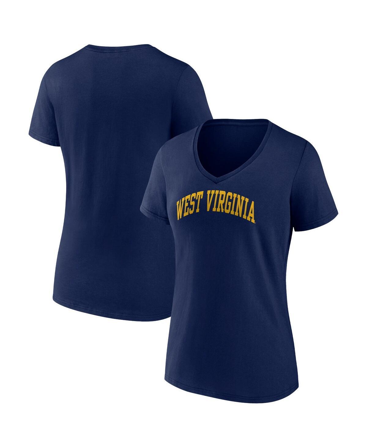 Womens Fanatics Navy West Virginia Mountaineers Basic Arch V-Neck T-shirt Product Image