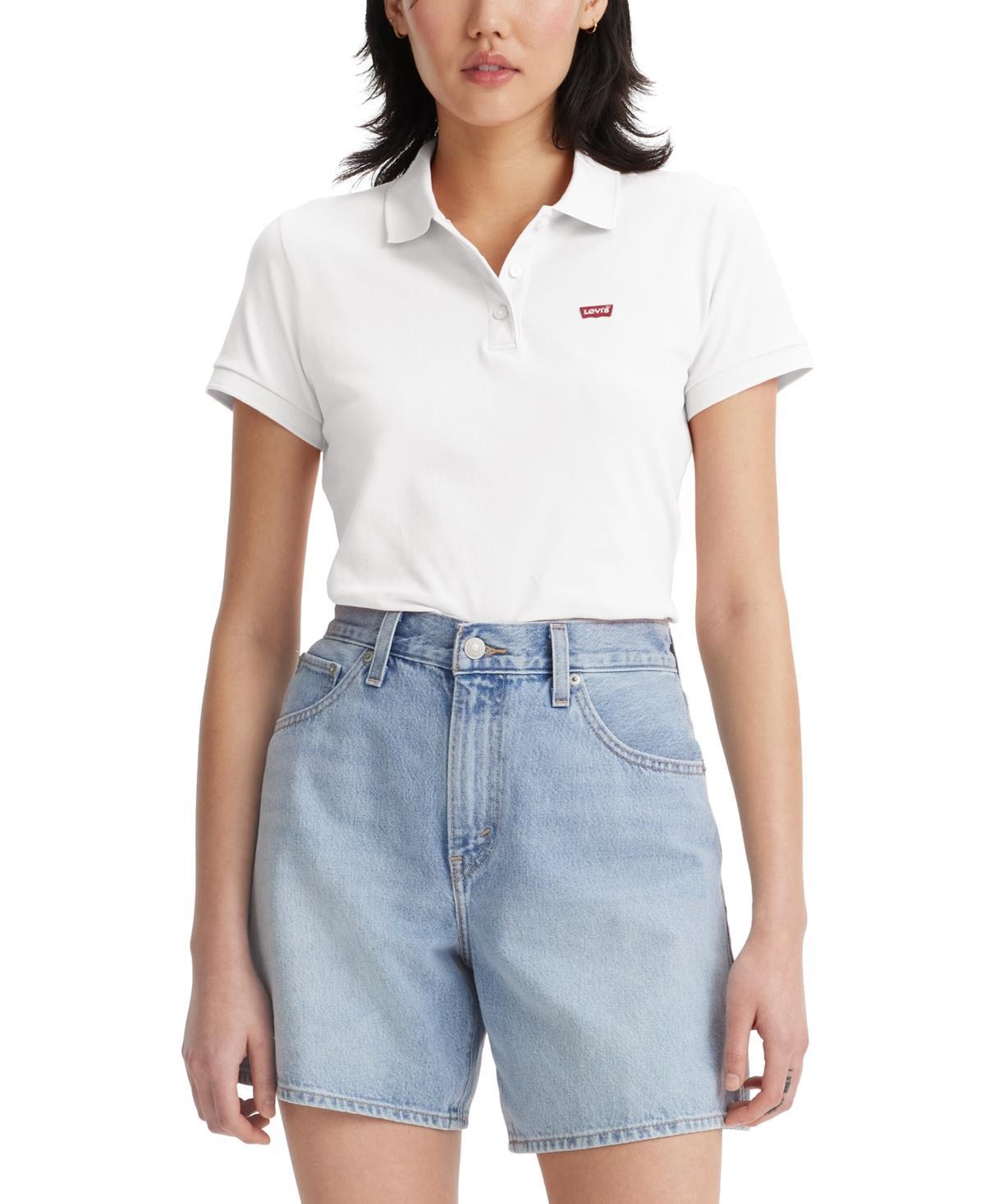 Levis Womens Crown-Logo Shirt-Sleeve Polo Shirt Product Image