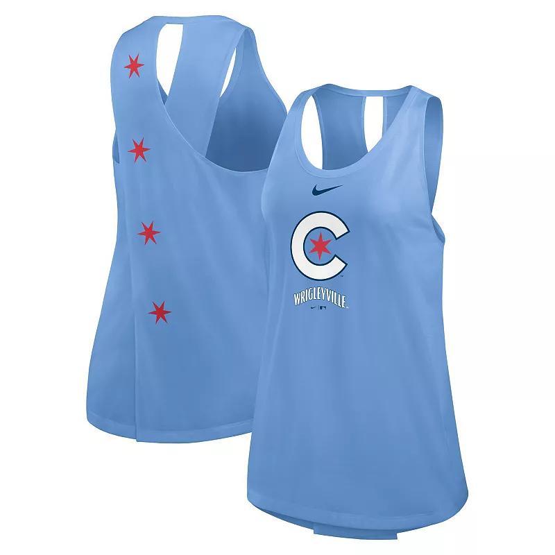 Womens Nike Powder Blue Chicago Cubs City Connect Crossed Back Tank Top Product Image