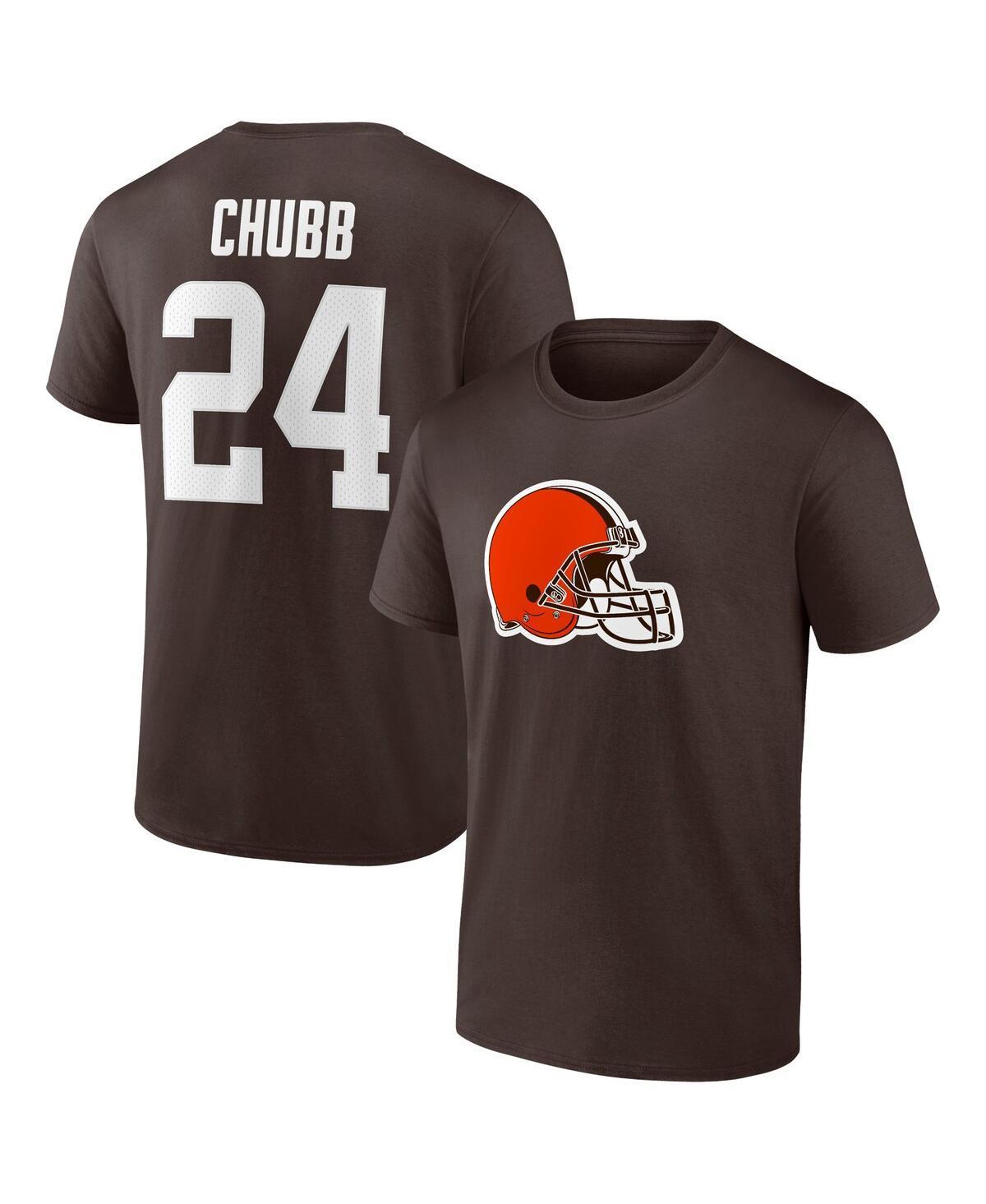 Mens Fanatics Nick Chubb Brown Cleveland Browns Player Icon Name and Number T-shirt Product Image