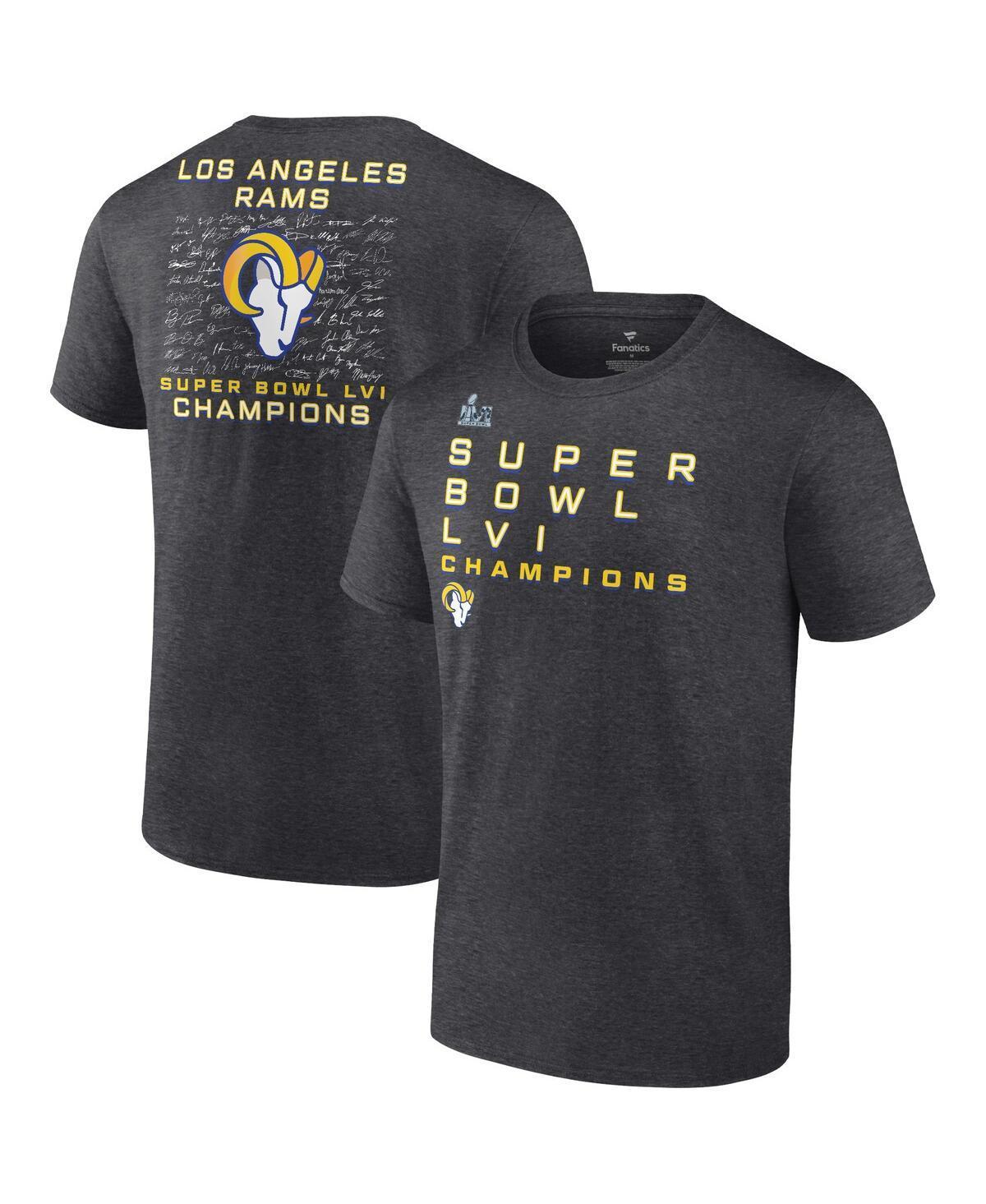 Mens Fanatics Heather Charcoal Los Angeles Rams Super Bowl Lvi Champions Roster Signature T-shirt Product Image