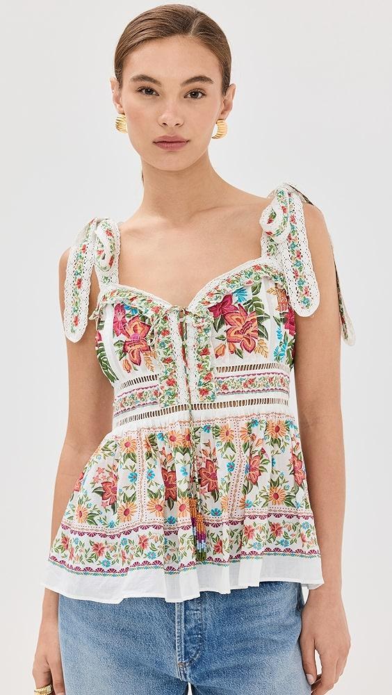 FARM Rio Off White Bloom Garden Sleeveless Blouse | Shopbop Product Image