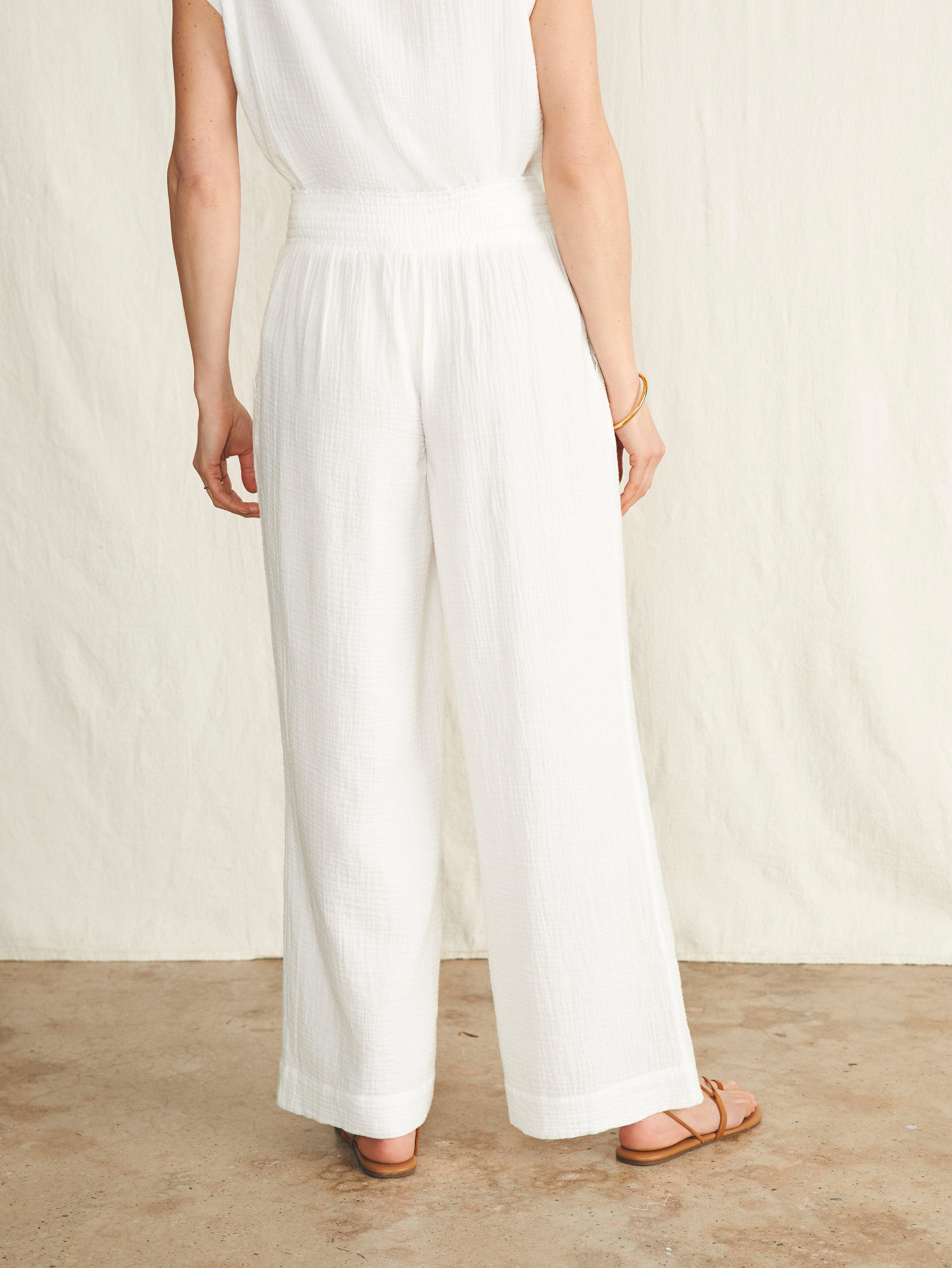 Dream Cotton Gauze Wide Leg Pant - White Female Product Image