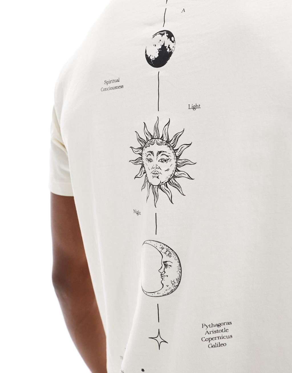 ASOS DESIGN T-shirt with back print in cream Product Image