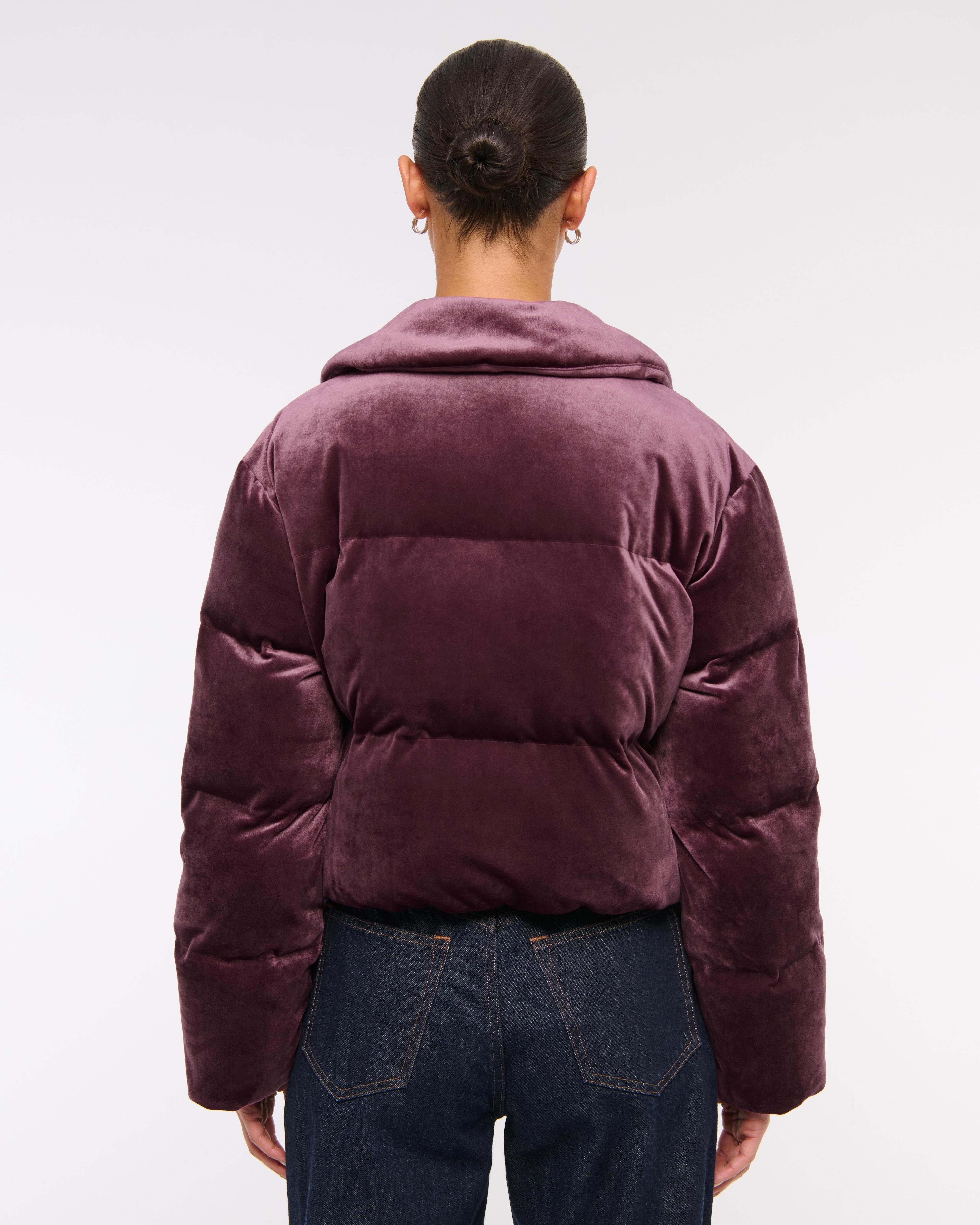 Cropped Velvet Puffer Coat Product Image