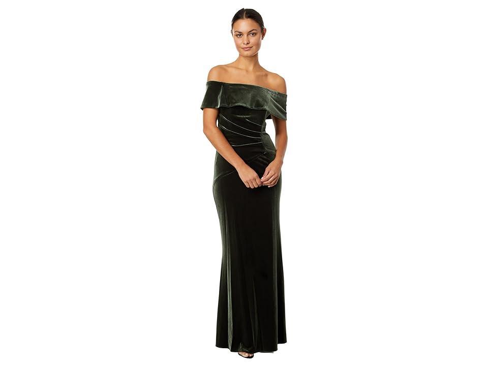 Xscape Off the Shoulder Velvet Gown Product Image