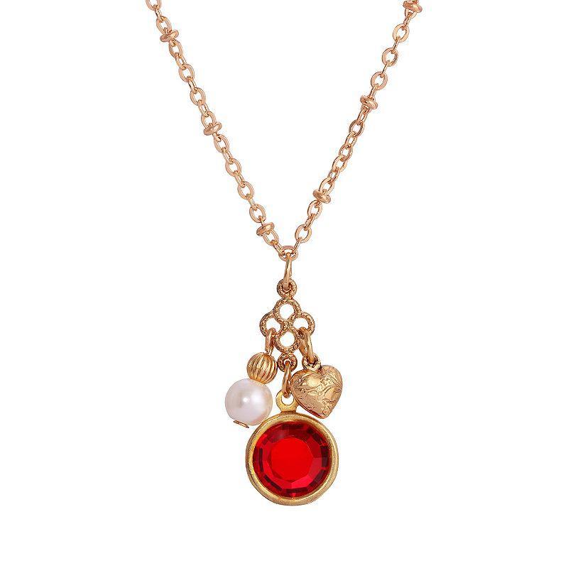 1928 Channel Heart Charm Pendant Necklace, Womens, Red Product Image