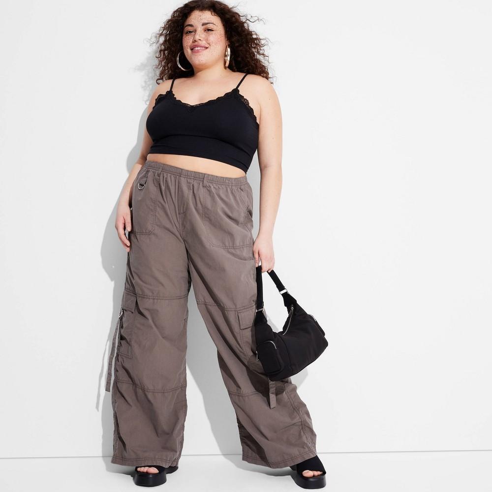 Womens Mid-Rise Wide Leg Cargo Pants - Wild Fable Pewter 4X Product Image