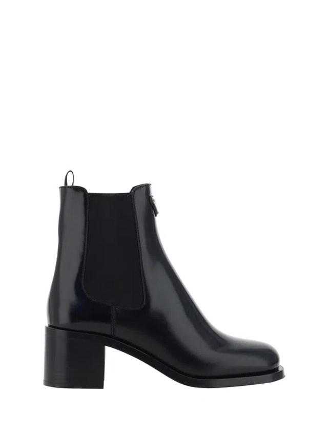 Brushed Leather Booties In Black Product Image