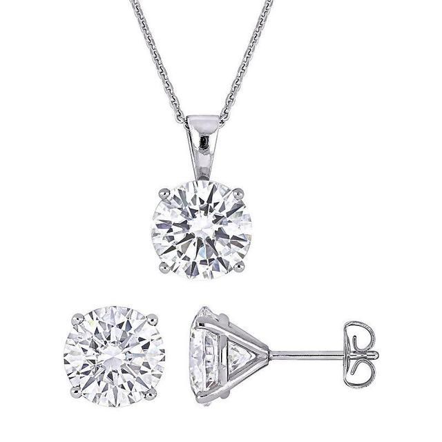 Stella Grace 14k White Gold Lab-Created Moissanite Stud Earrings & Pendant Necklace Set, Womens Product Image