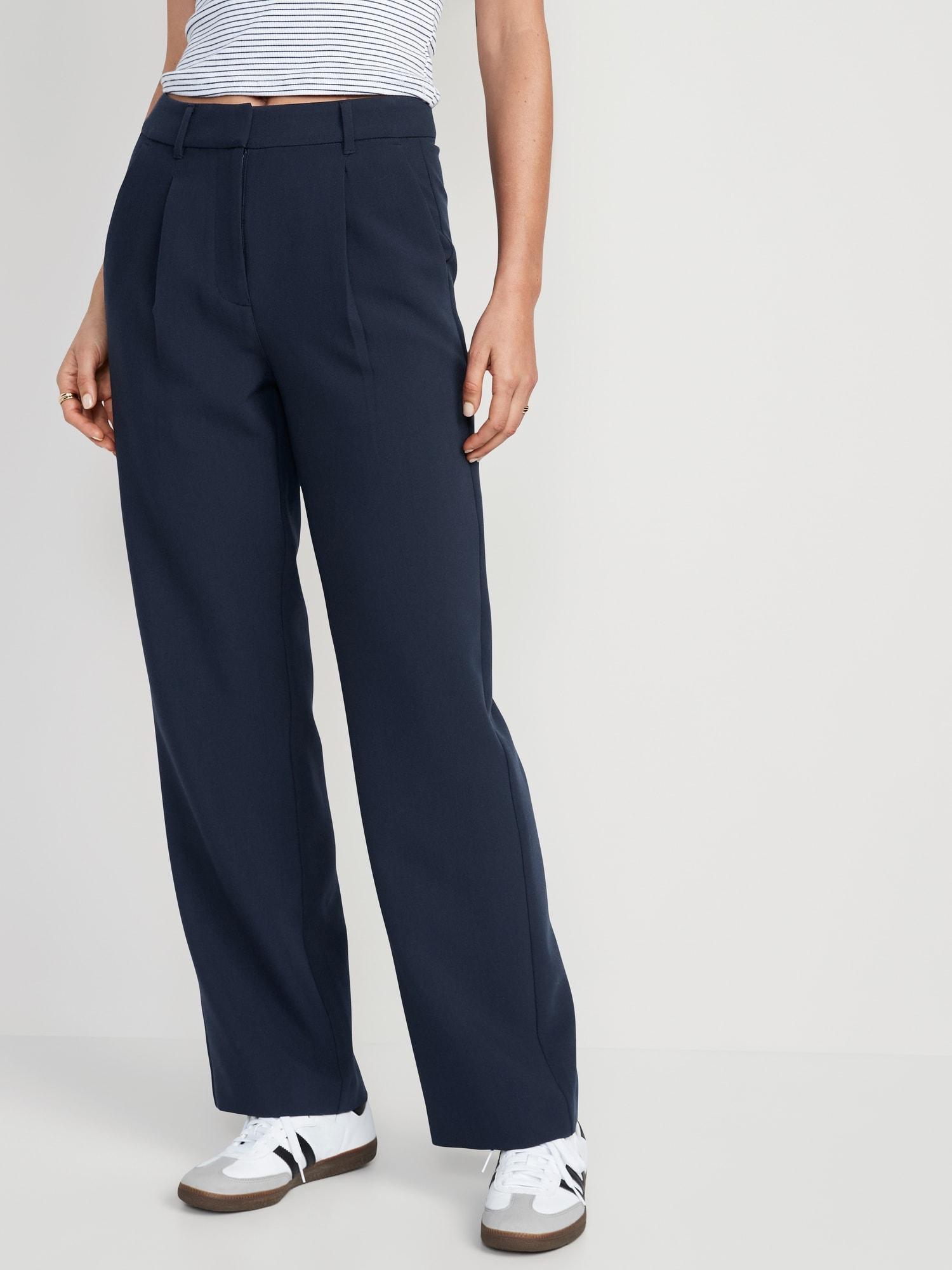 Old Navy Extra High-Waisted Pleated Taylor Wide-Leg Trouser Suit Pants for Women - In The Navy - female - Size: XS product image