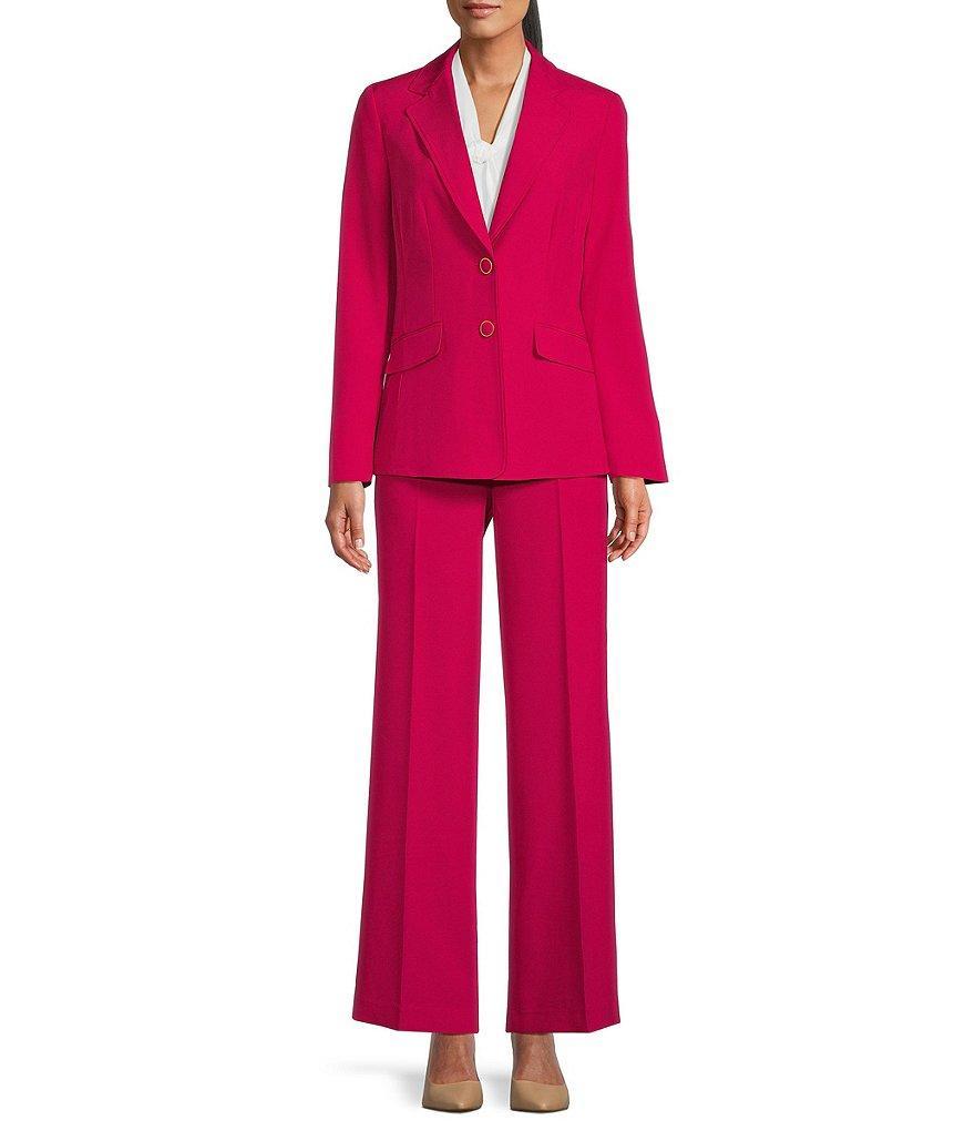 Nipon Boutique Crepe Notch Lapel Collar Long Sleeve Button Front Jacket Pant Set Product Image