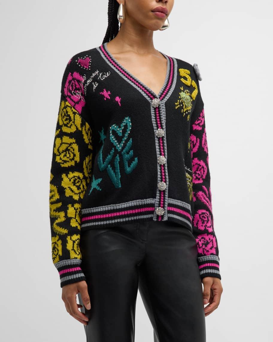 Collage Embellished Multicolor Cardigan Product Image