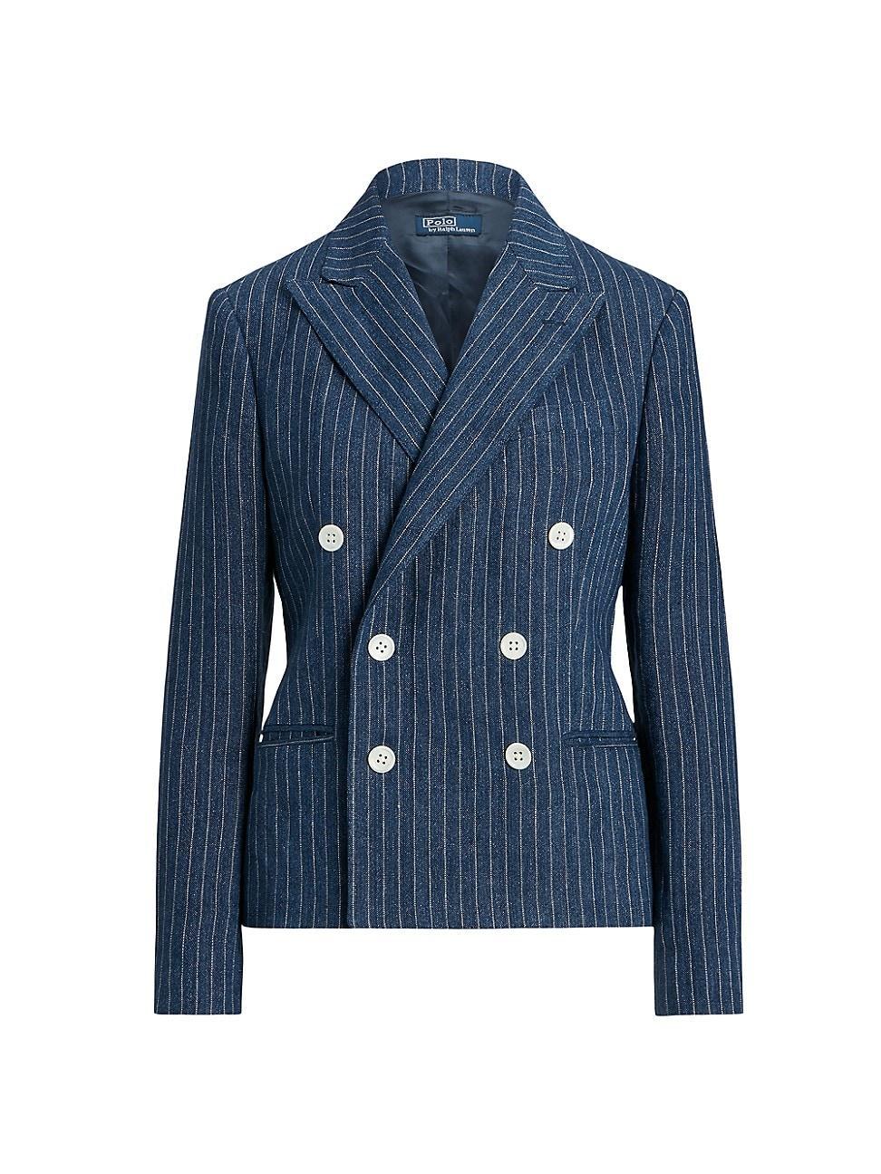 Womens Pinstripe Linen Blazer product image