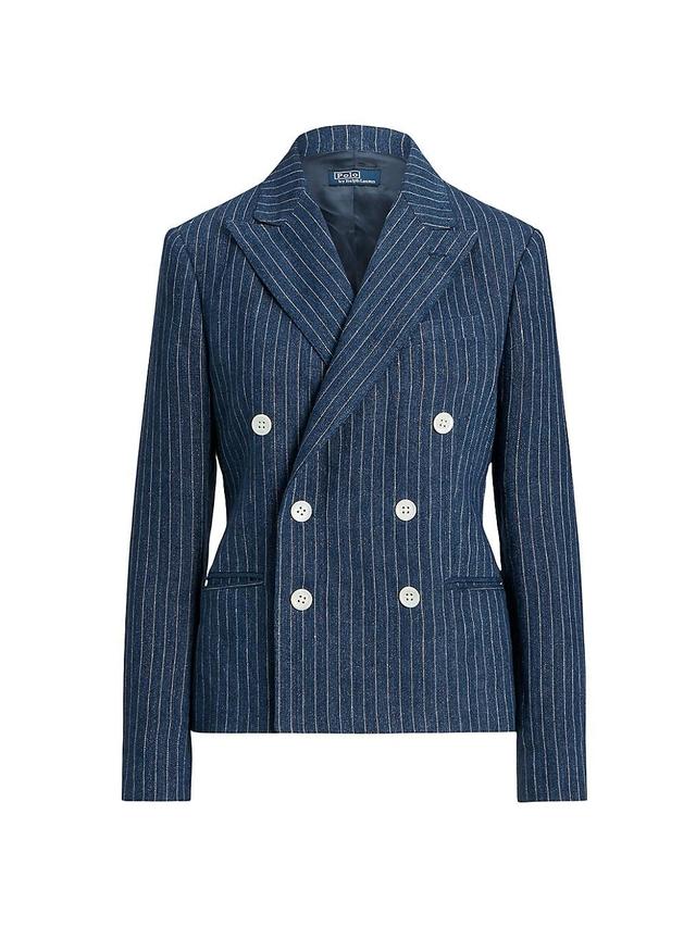 Womens Pinstripe Linen Blazer Product Image