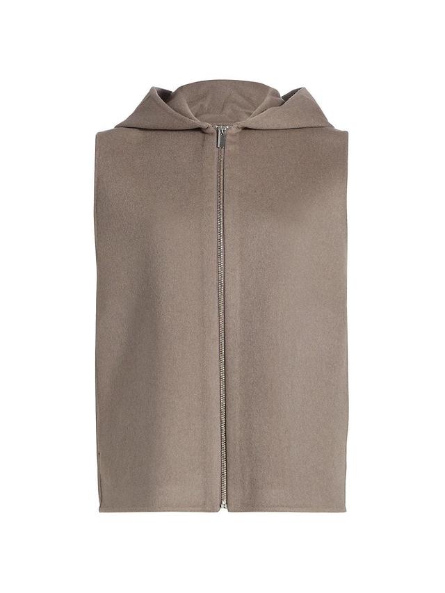 Womens Hooded Wool-Cashmere Zip-Up Vest Product Image