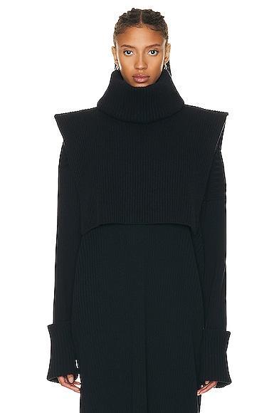 The Row Eppie Strong Shoulder Cashmere Turtleneck Sweater Product Image