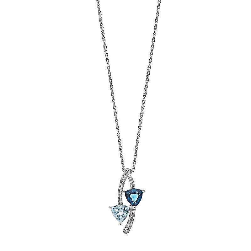 Sterling Silver Blue Topaz & Lab-Created White Sapphire Pendant, Womens Product Image