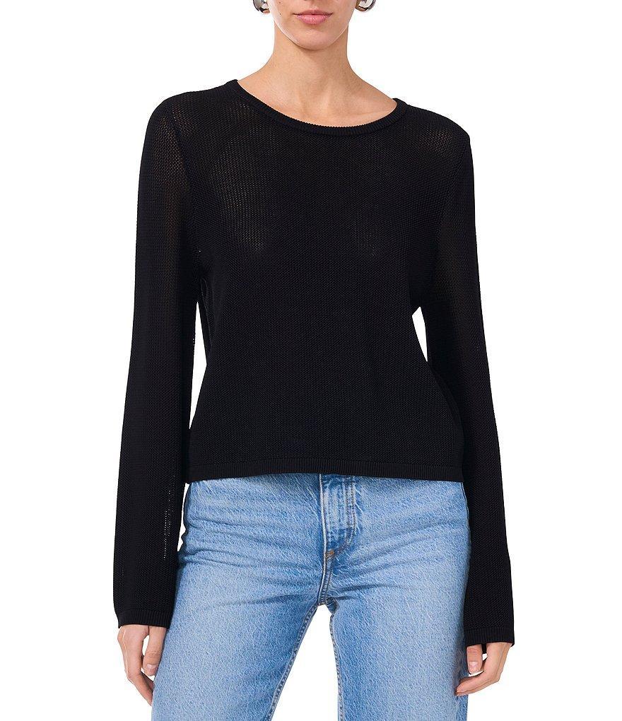 1. STATE Crew Neck Long Flare Sleeve Mesh Top Product Image