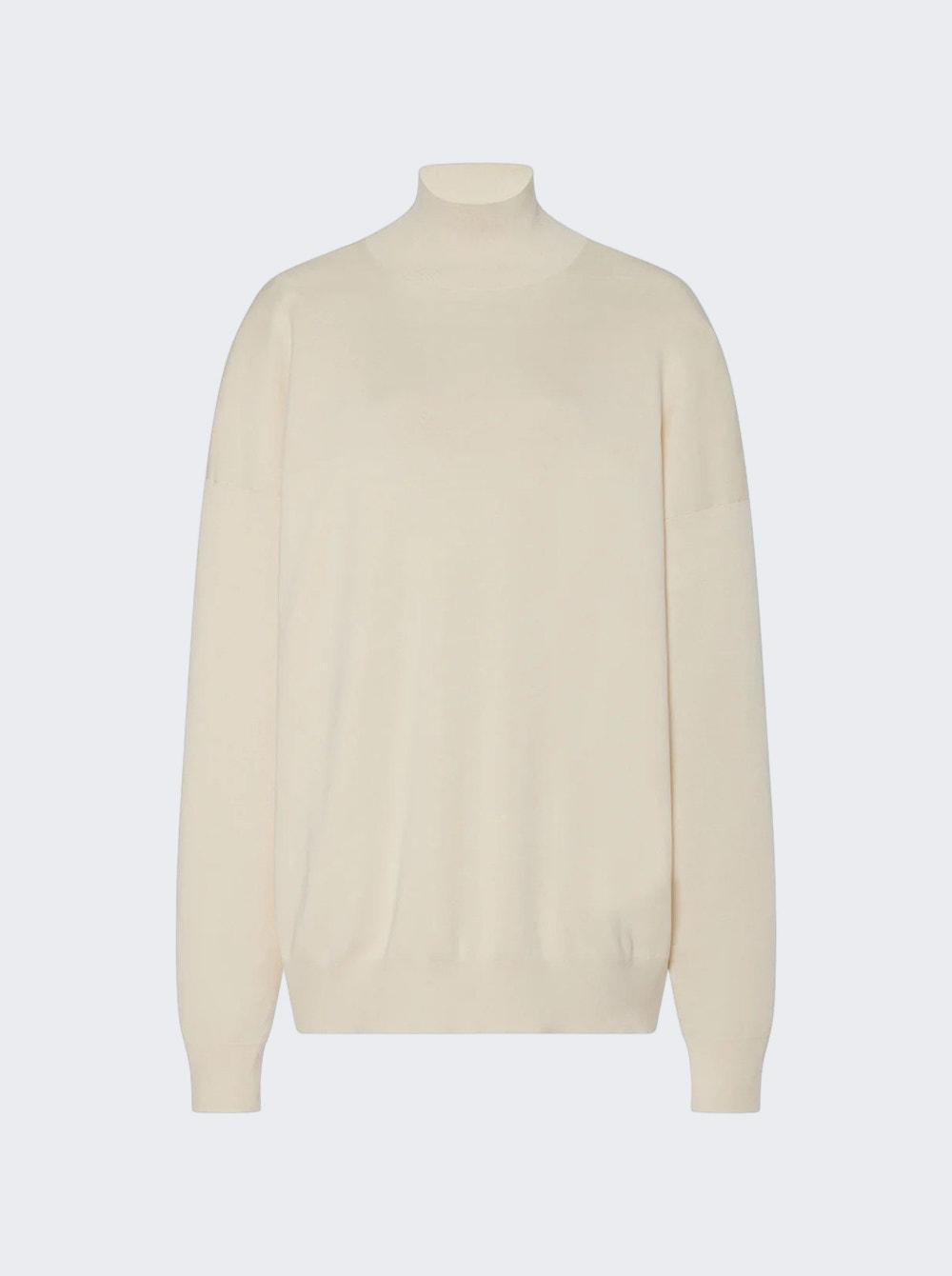 THE ROW Diye Silk-cotton Turtleneck Sweater In Porcelain Product Image