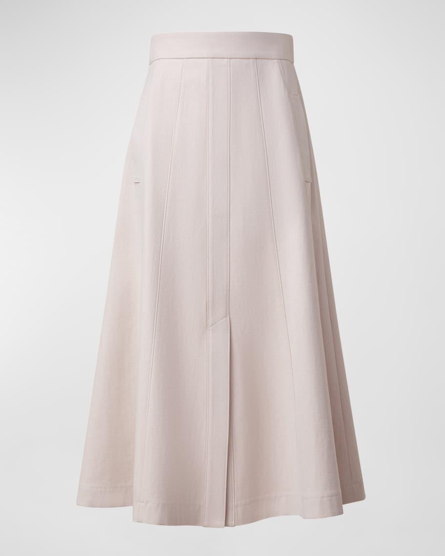 Cotton Denim Pleated Midi Skirt product image