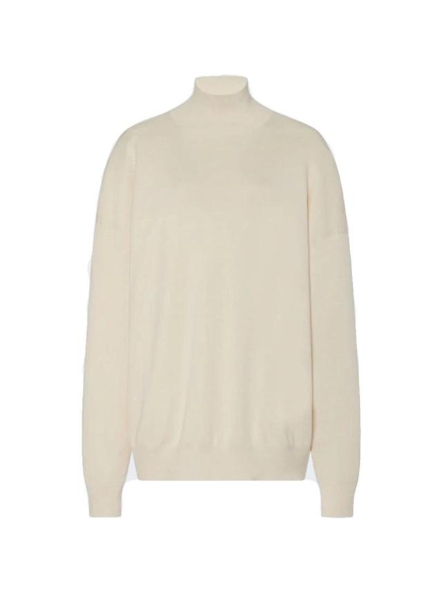 THE ROW Diye Silk-cotton Turtleneck Sweater In Porcelain Product Image