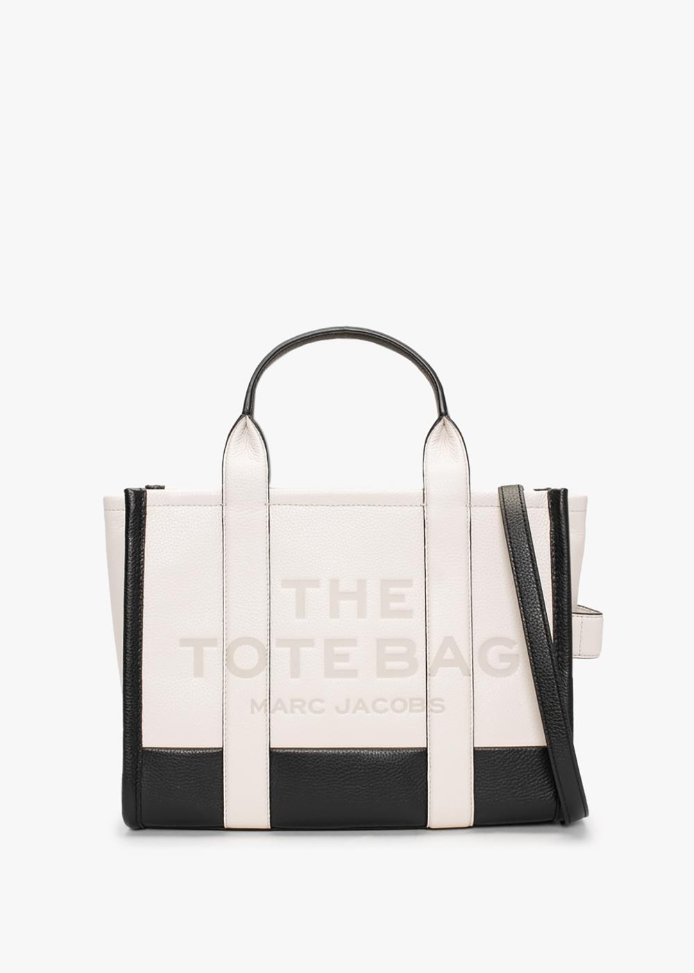 MARC JACOBS The Colourblock Small Ivory Multi Leather Tote Bag In White Leather Product Image