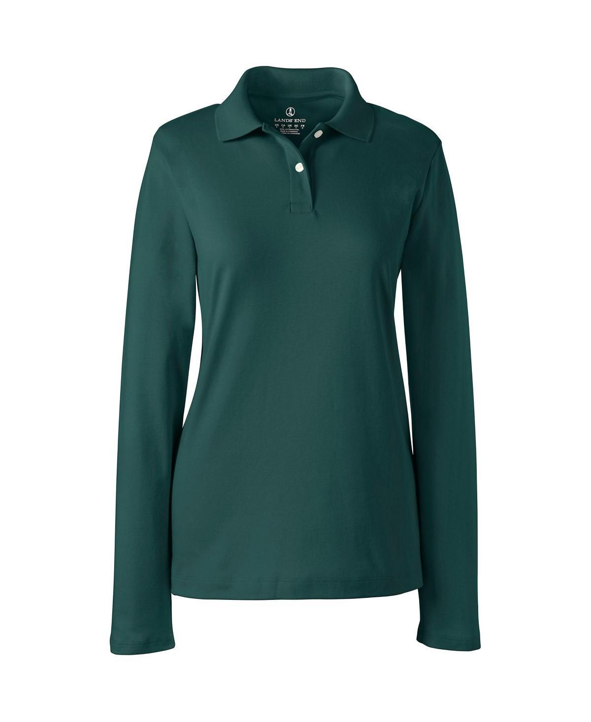 Womens Lands End School Uniform Long Sleeve Interlock Polo Shirt Product Image