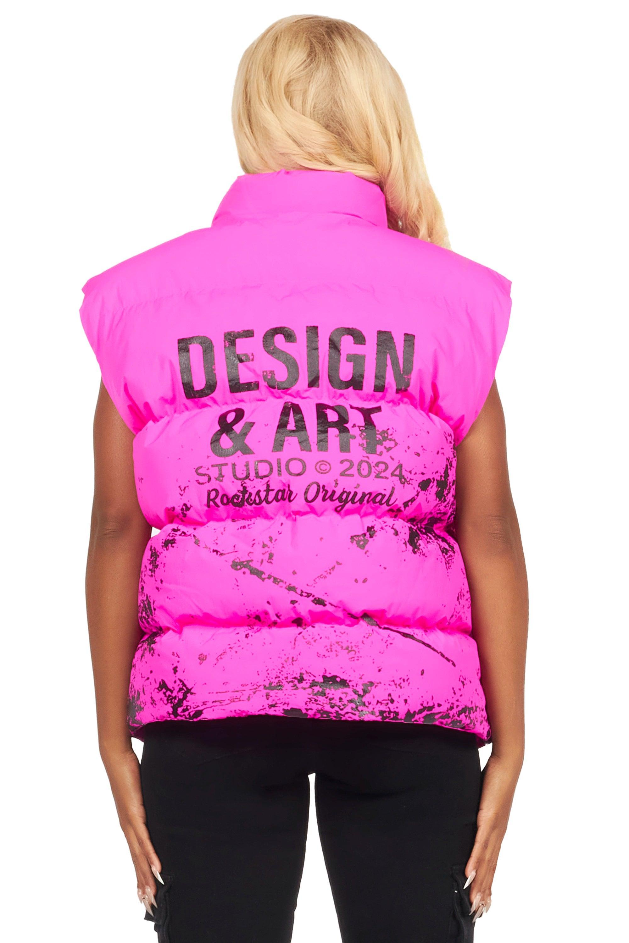 Lamanda Hot Pink Puffer Vest Female Product Image